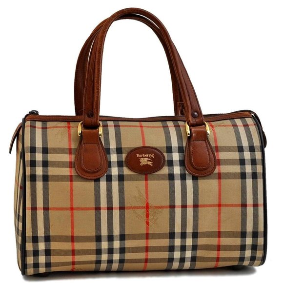 burberry Handbags - Vintage Burberrys Nova Check Canvas Boston Brown& Beige HandBag